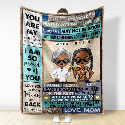 Personalized Custom Family Blanket - You Are My Sunshine I Love You To The Moon And Back - Gift for Mother Daughter Parents