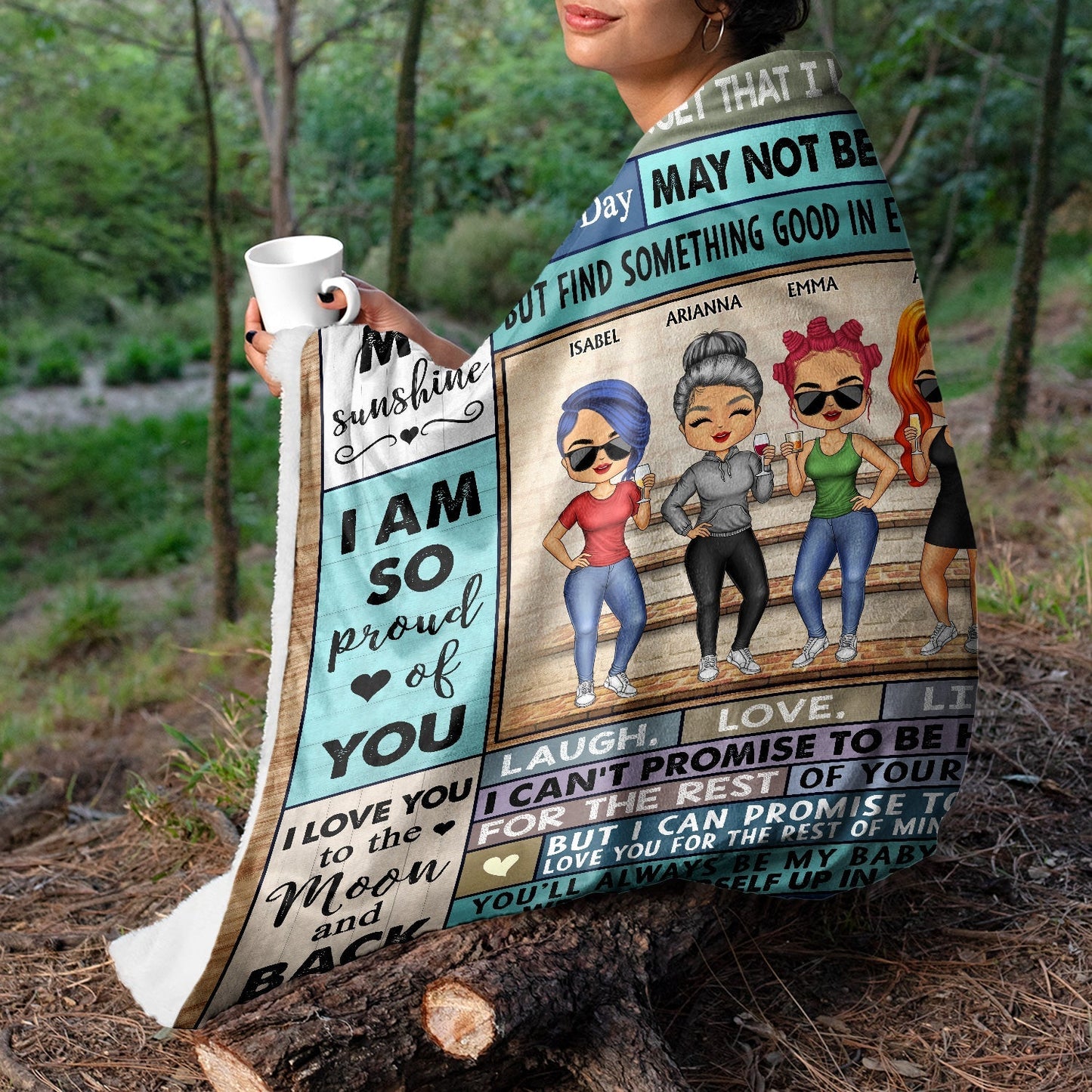 Personalized Custom Family Blanket - You Are My Sunshine I Love You To The Moon And Back - Gift for Mother Daughter Parents