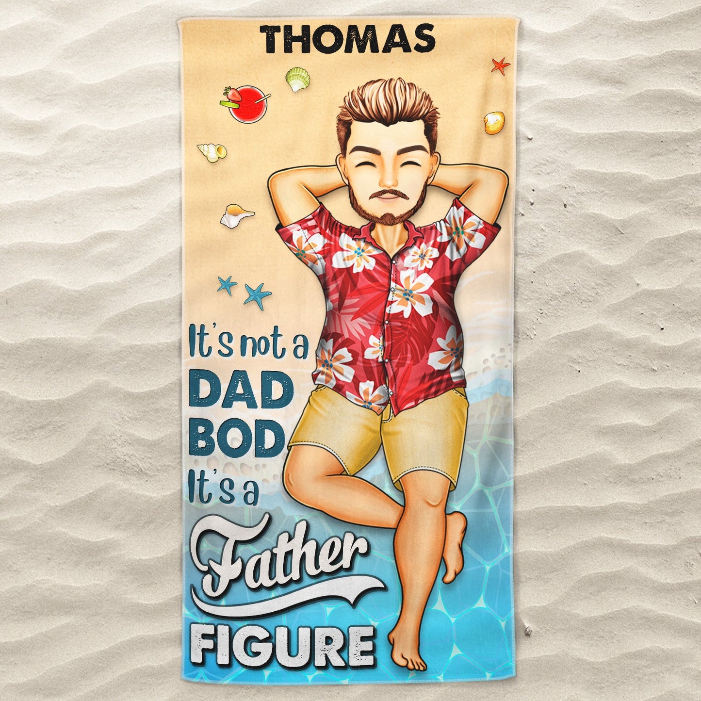 Personalized "Not A Dad Bod" Beach Towel - Father Figure Gift for Dad