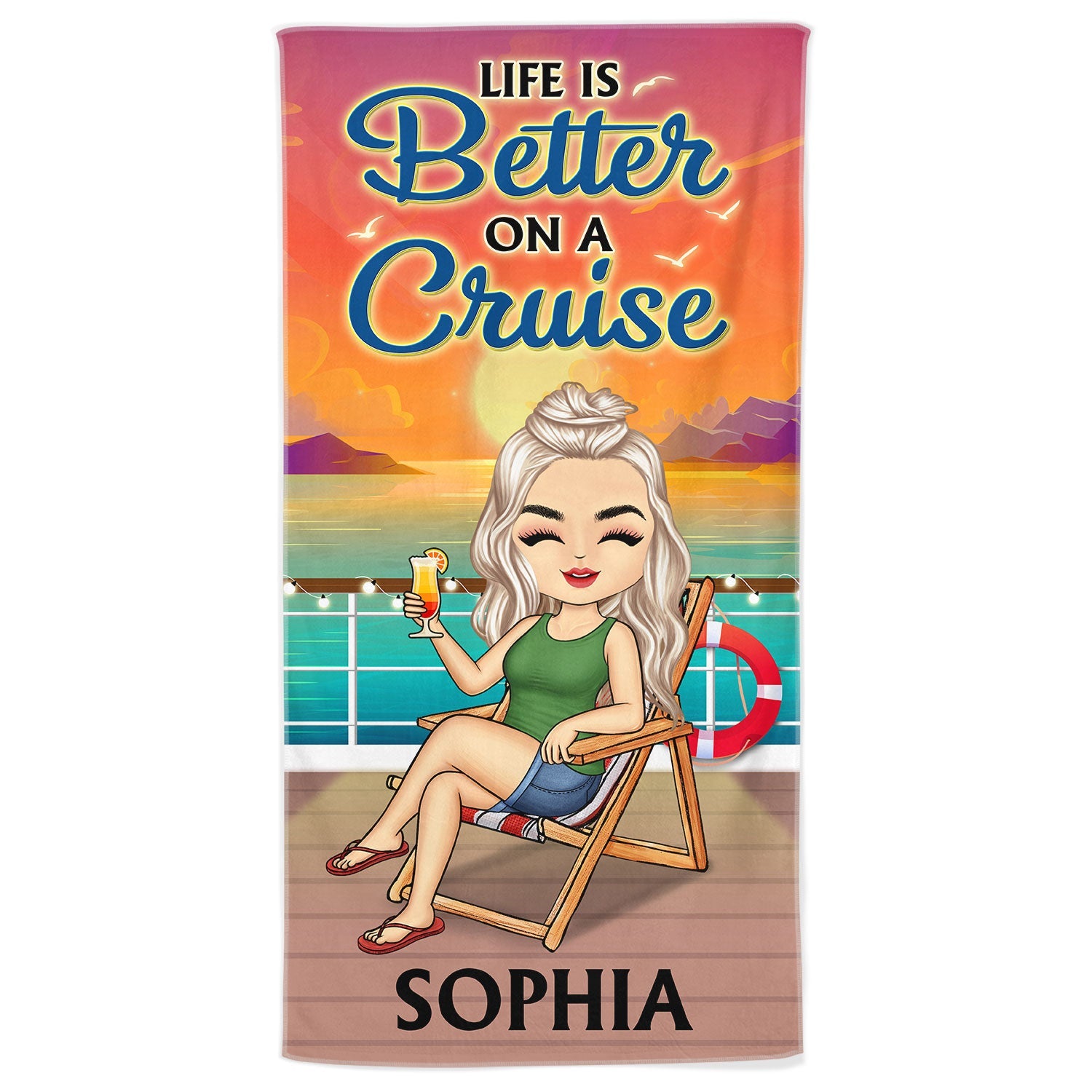 Personalized "Life Is Better On A Cruise" Beach Towel | Custom Travel Gift