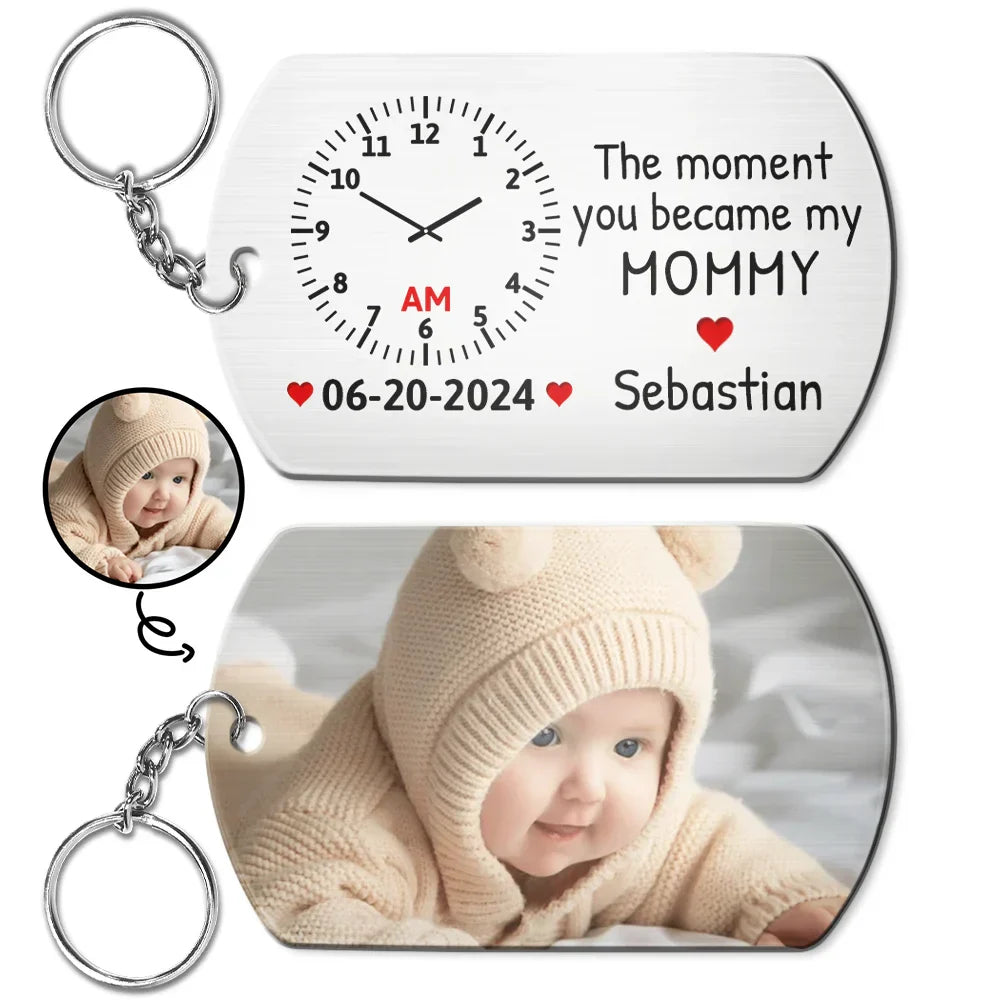 Custom Photo The Moment You Became My Mommy - Personalized Keychain