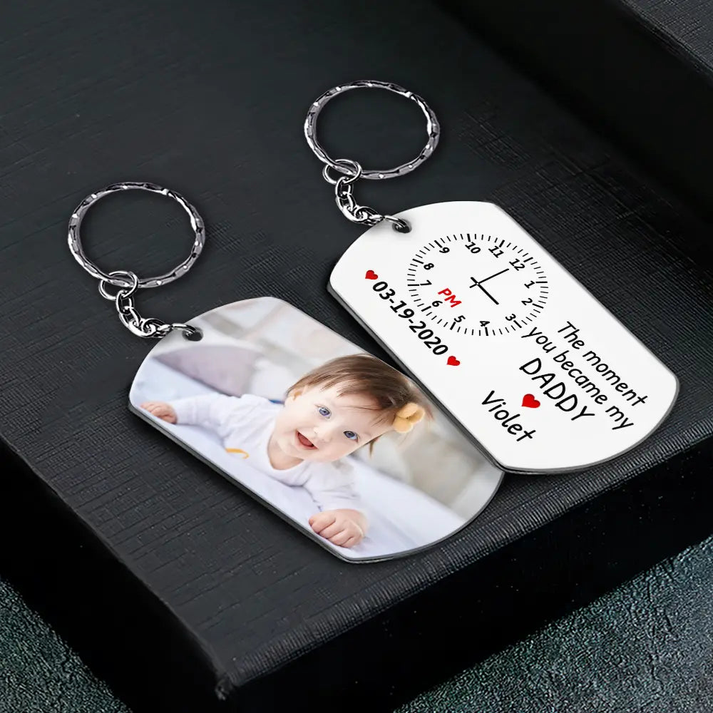 Custom Photo The Moment You Became My Mommy - Personalized Keychain