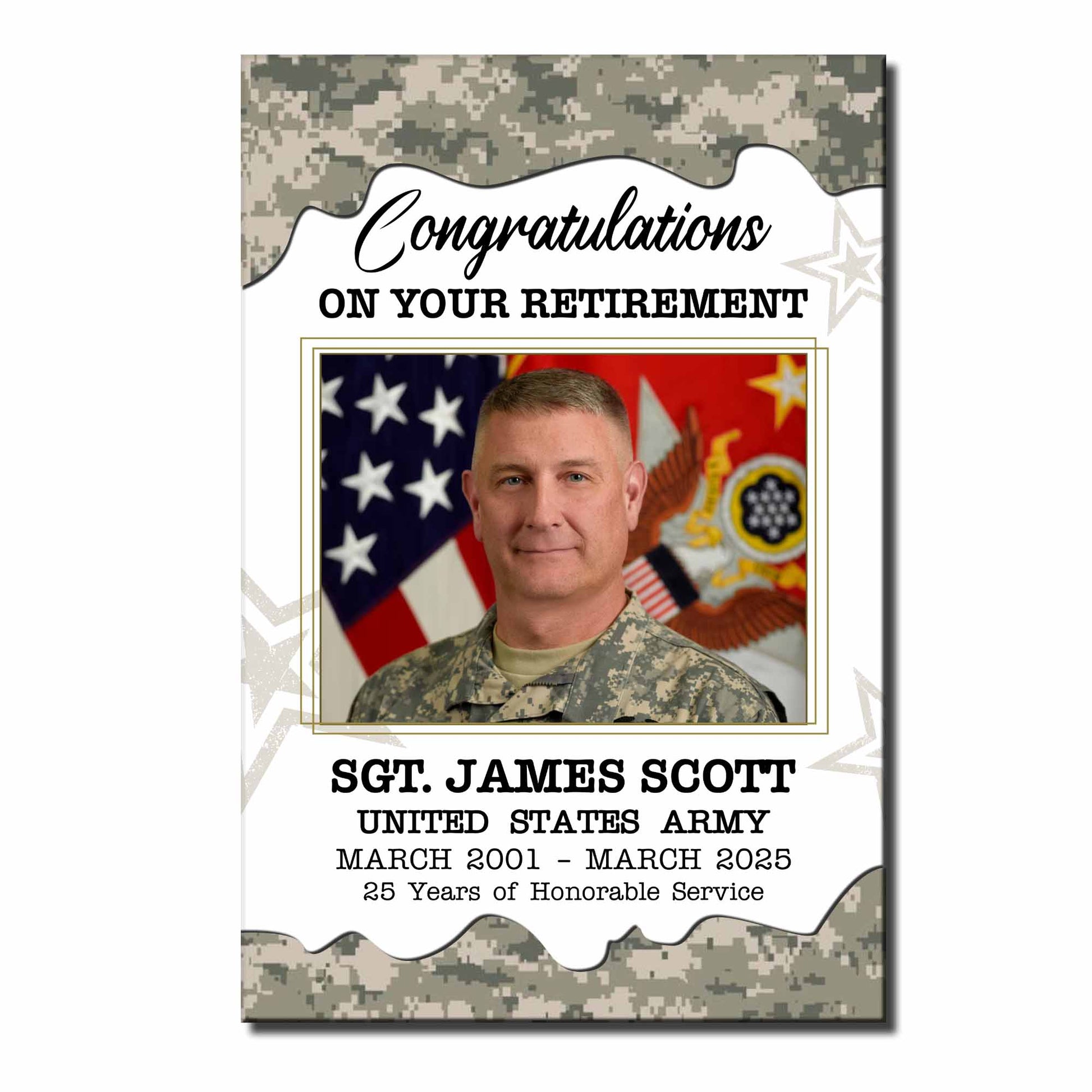 Personalized Congratulations On Your Retirement Poster / Canvas - American Flag & Military Medals Gift