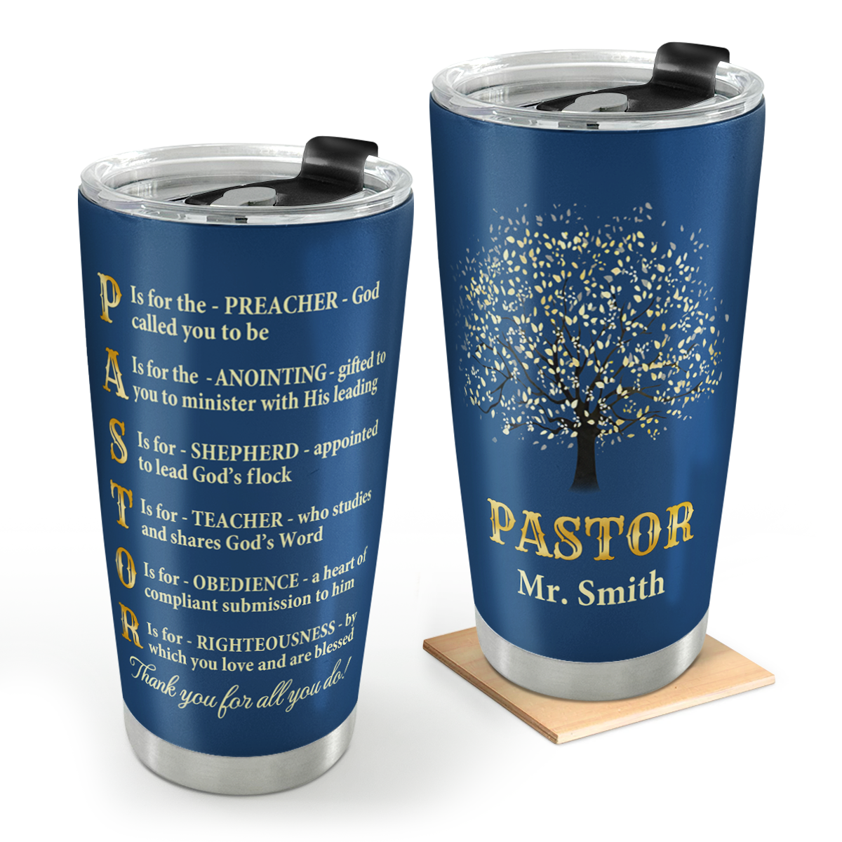 Thank You Pastor: Christian Faith Gift – Custom Engraved Stainless Steel Tumbler