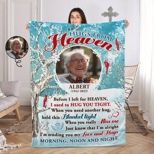 Wrapped in a Hug From Heaven - Personalized Memorial Blanket