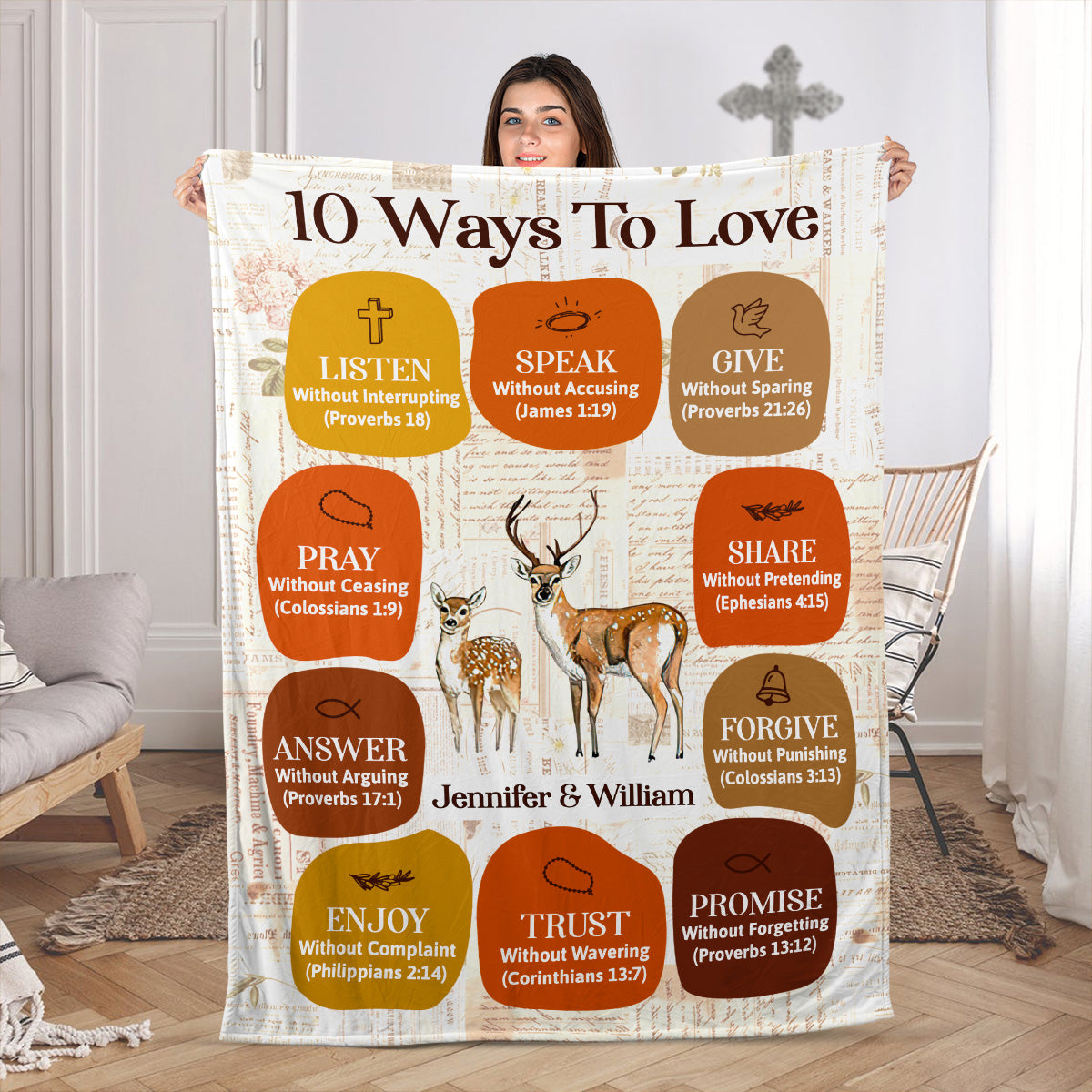 10 Ways To Love - Personalized Blanket for Couples