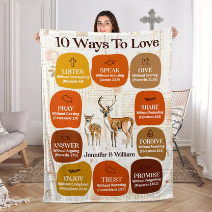 10 Ways To Love - Personalized Blanket for Couples