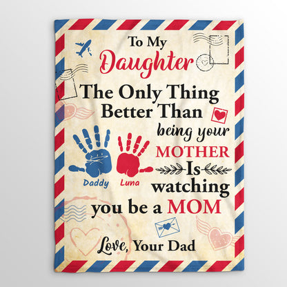 Custom 'Watching You Be A Mom' Blanket for Daughter from Mom