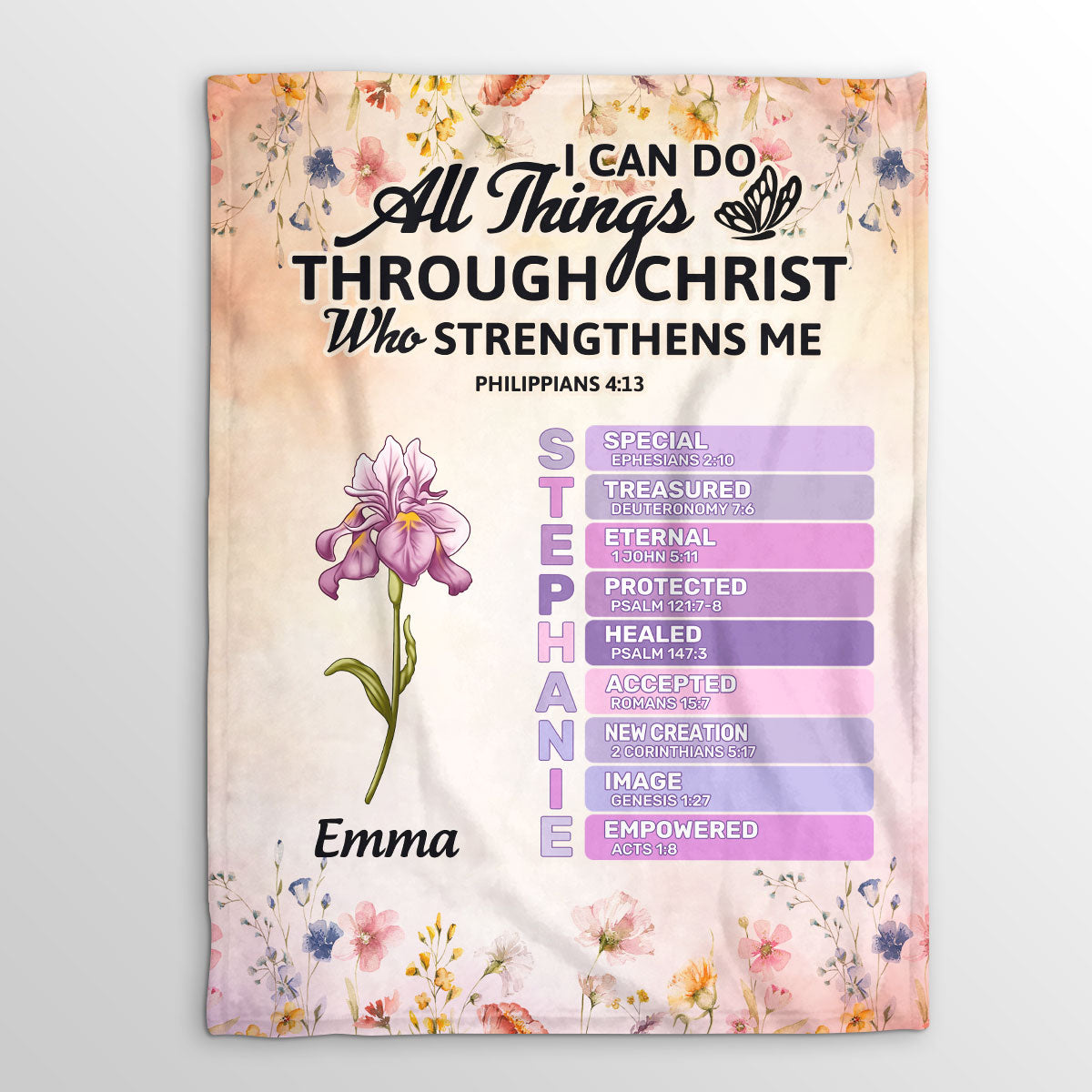 “I Can Do All Things Through Christ” Personalized Blanket - Custom Christian Gift