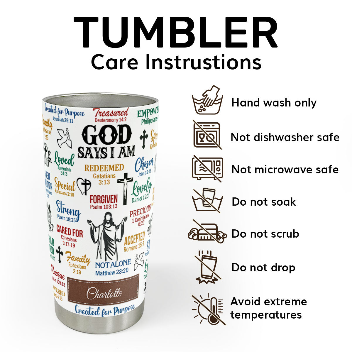 What God Says About You | Heartfelt Scripture Gifts for Christian Friends | Personalized Christian Tumbler