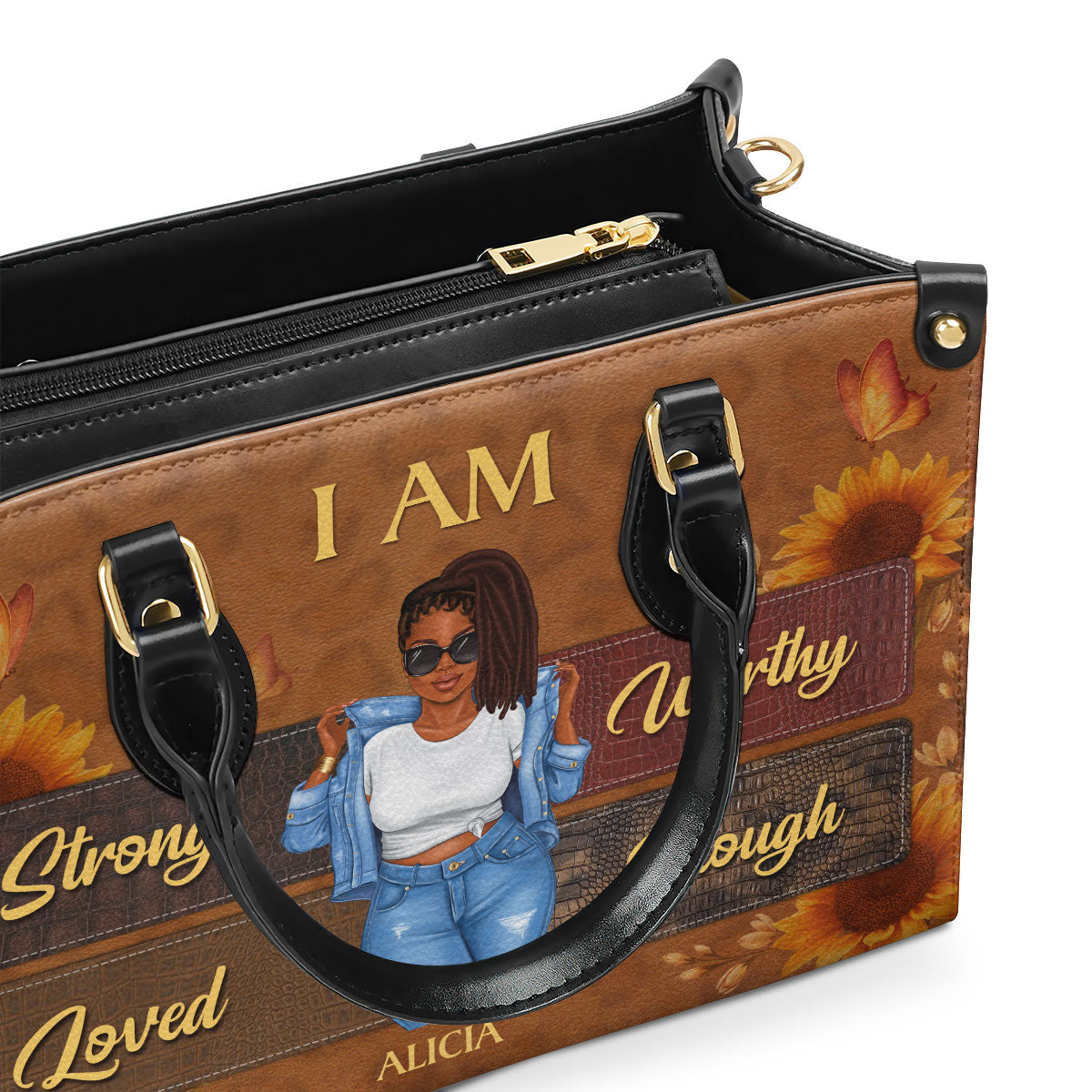 “I Am Educated, Melanated” Custom Handbag - Personalized Gift for Black Women