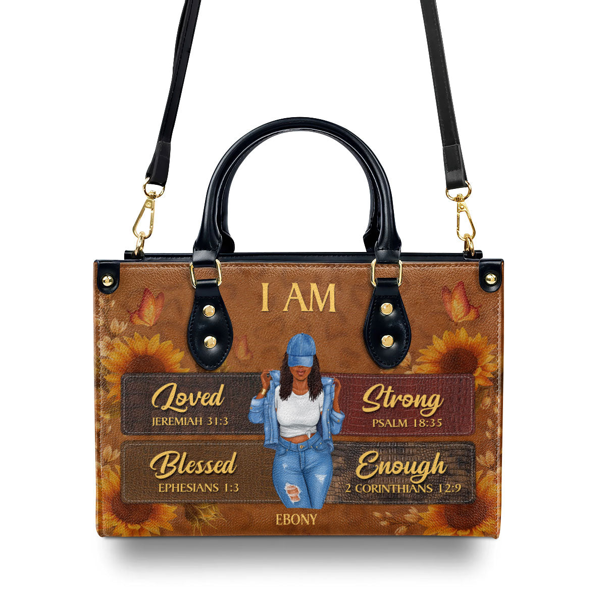 “I Am Educated, Melanated” Custom Handbag - Personalized Gift for Black Women