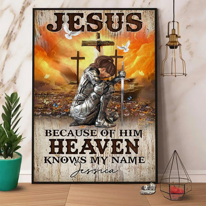 Customizable Christian Canvas / Poster: 'Heaven Knows My Name' Warrior Print