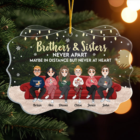 Personalized Sibling Ornament: "Never Apart" Family Keepsake Gift