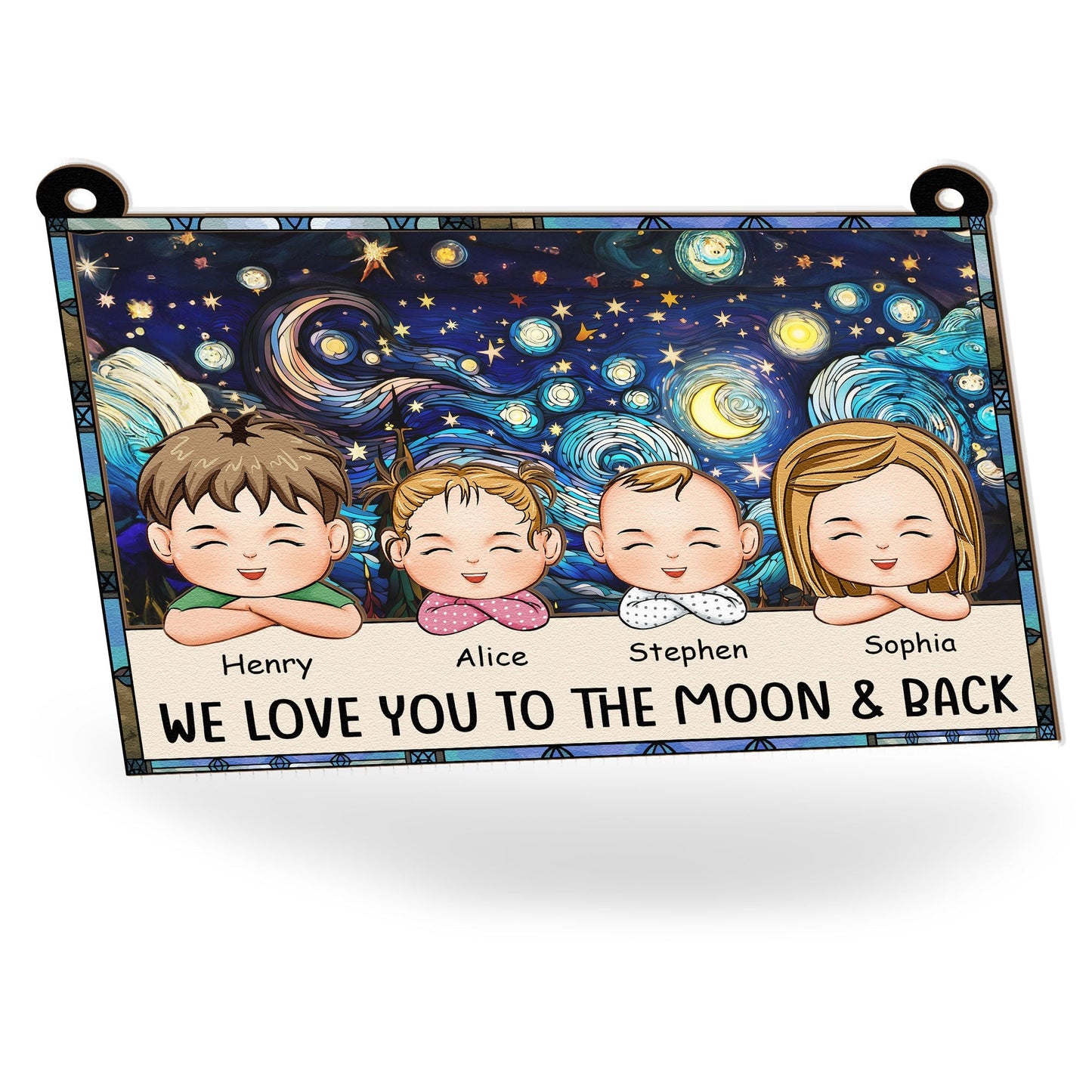 We Love You To The Moon And Back - Personalized Window Hanging Suncatcher Ornament