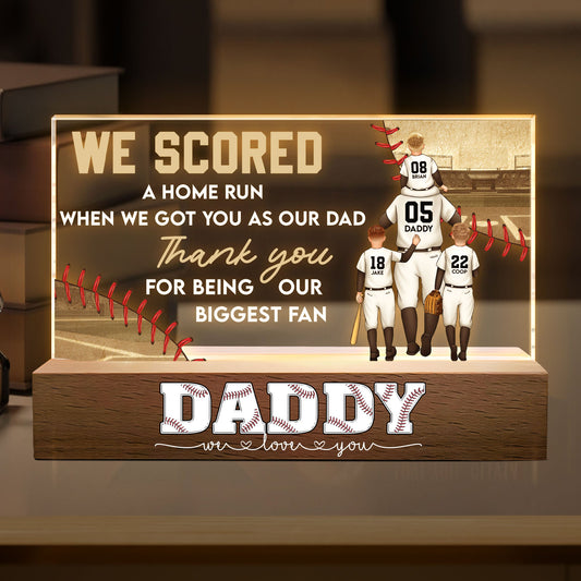 Personalized baseball dad led night light acrylic lamp custom printed with jersey names for Father's Day gift