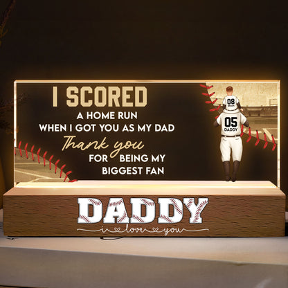 Personalized Baseball Dad Led Night Light personalization view for Dad