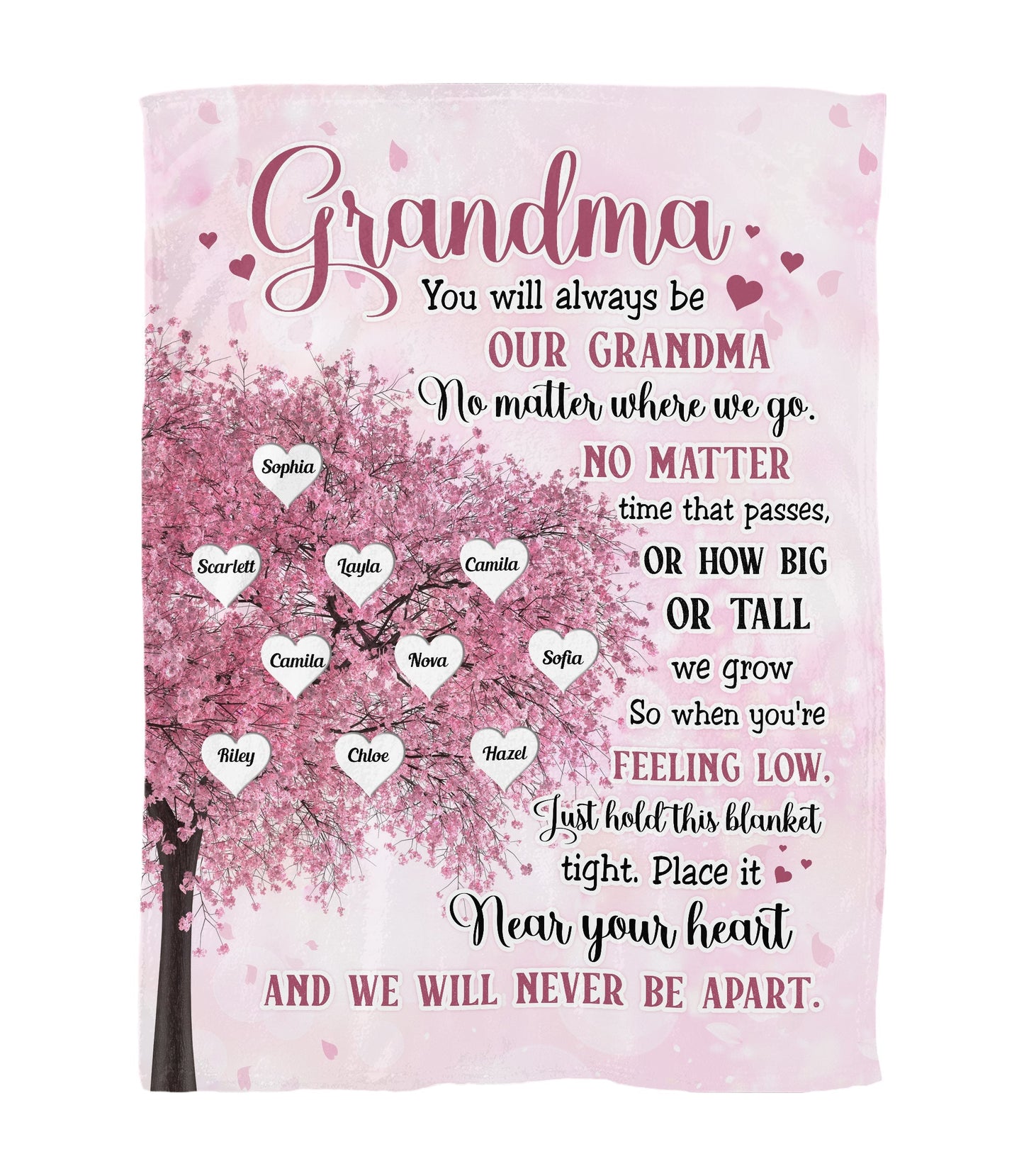 We Will Never Be Apart Grandma - Personalized Custom Blanket