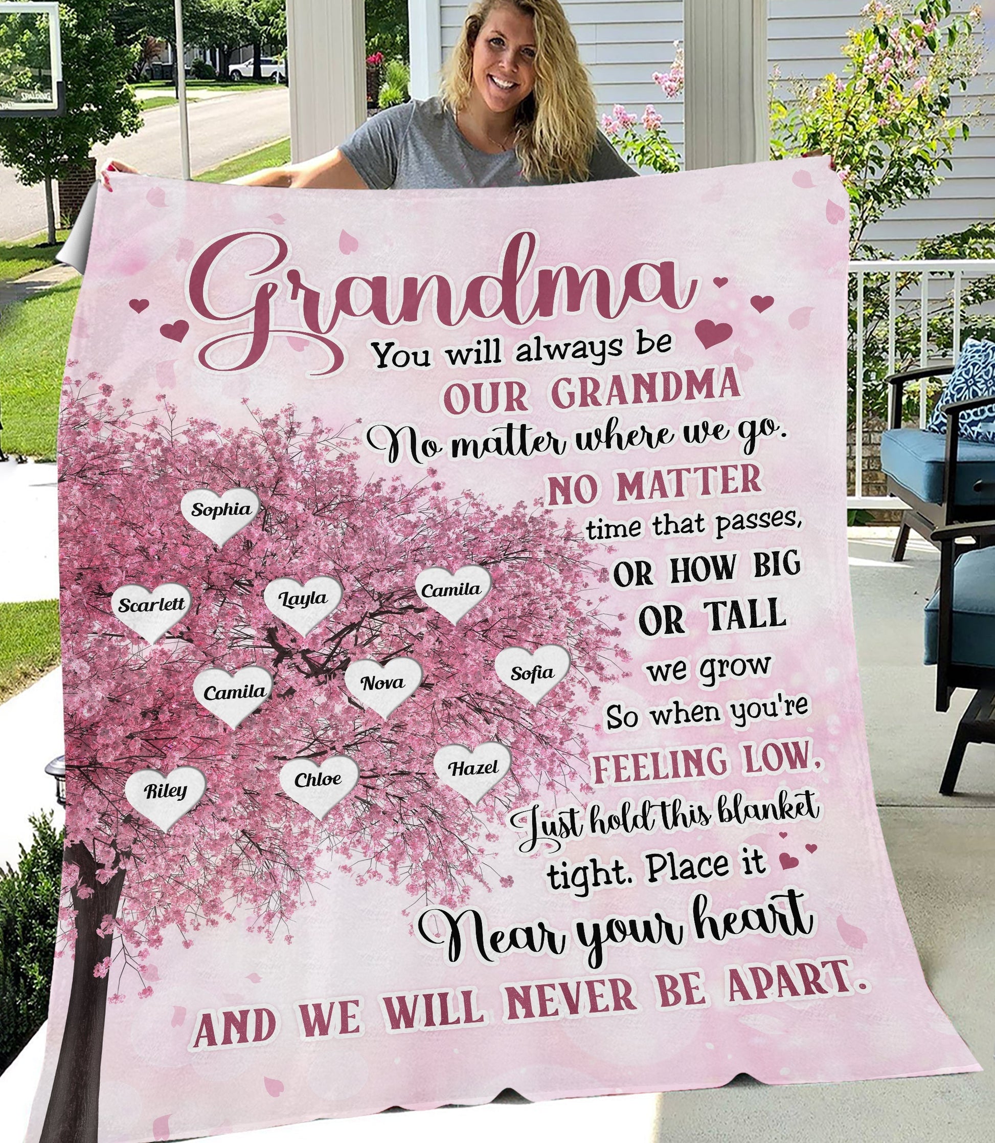 We Will Never Be Apart Grandma - Personalized Custom Blanket
