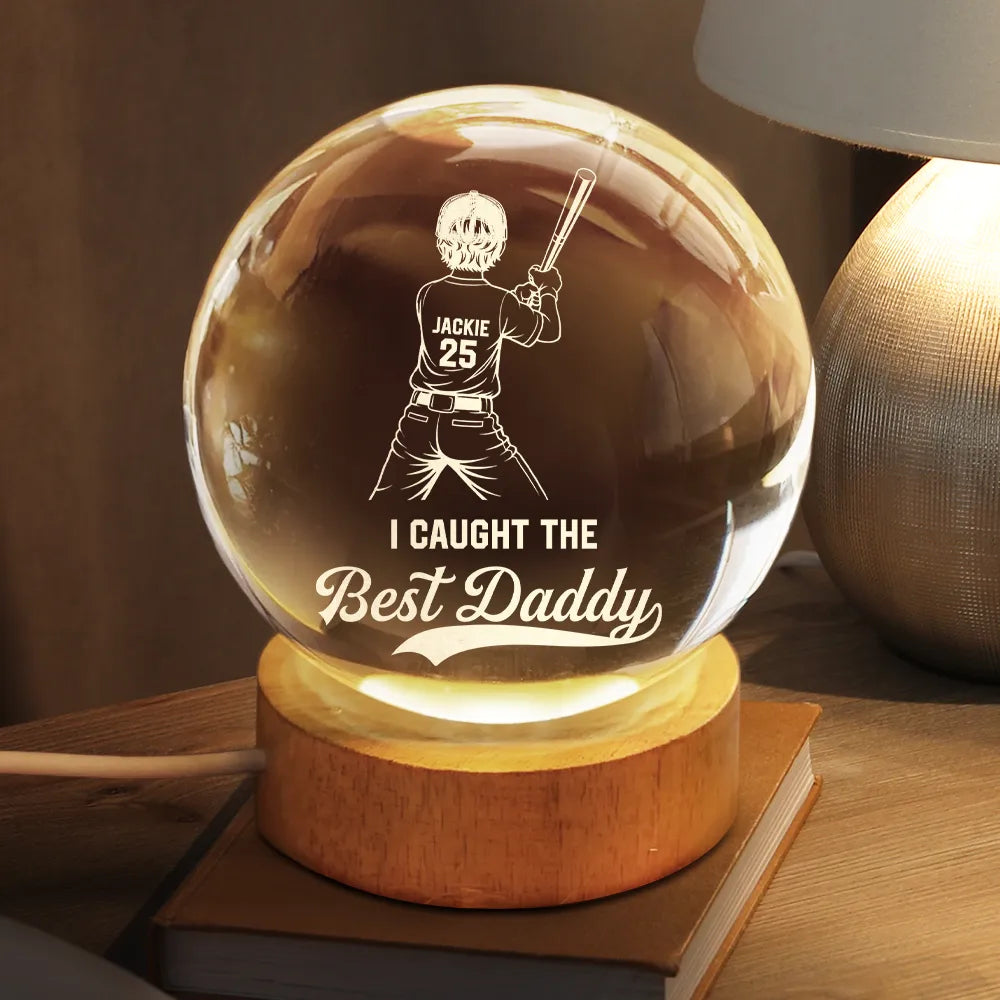 Custom Baseball Crystal Night Light personalization view for Dad