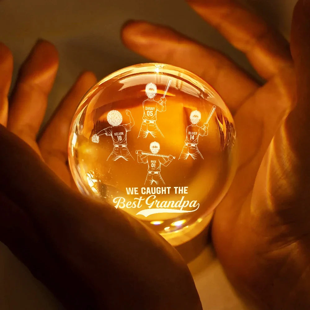 3D Led Light material and size view - Custom Baseball Crystal Night Light