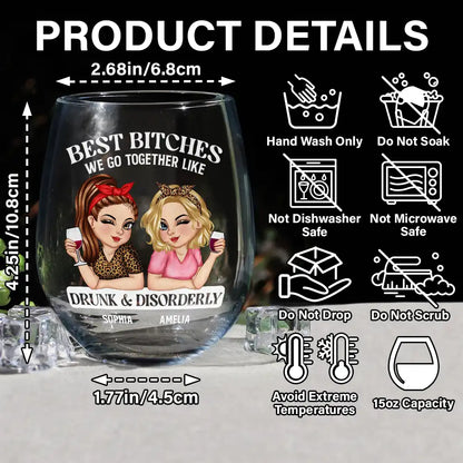 We Go Together Like Drunk And Disorderly - Personalized Stemless Wine Glass