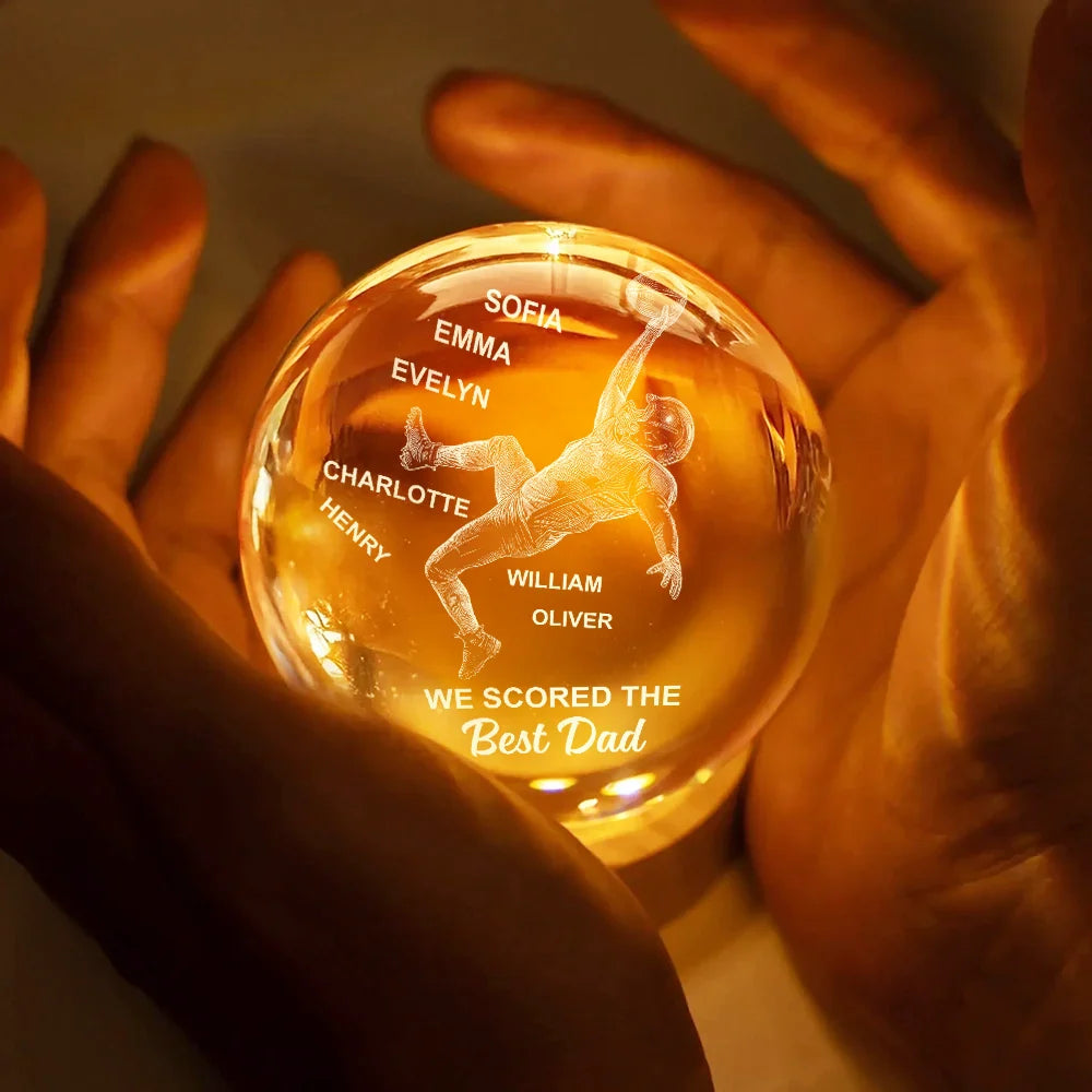3D Led Light material and size view - Personalized Football Crystal Globe Lamp