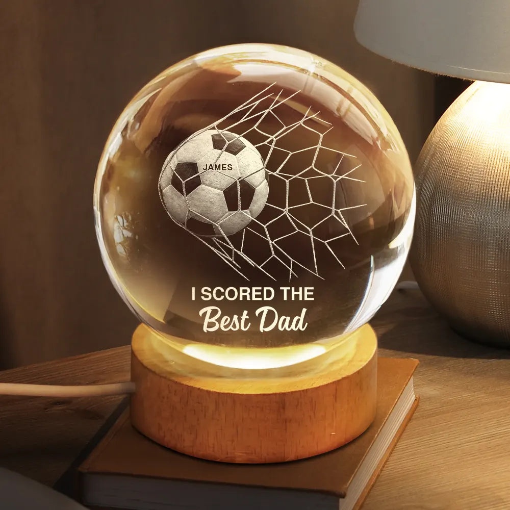 Custom Soccer Dad Crystal Globe Lamp personalization view for Dad