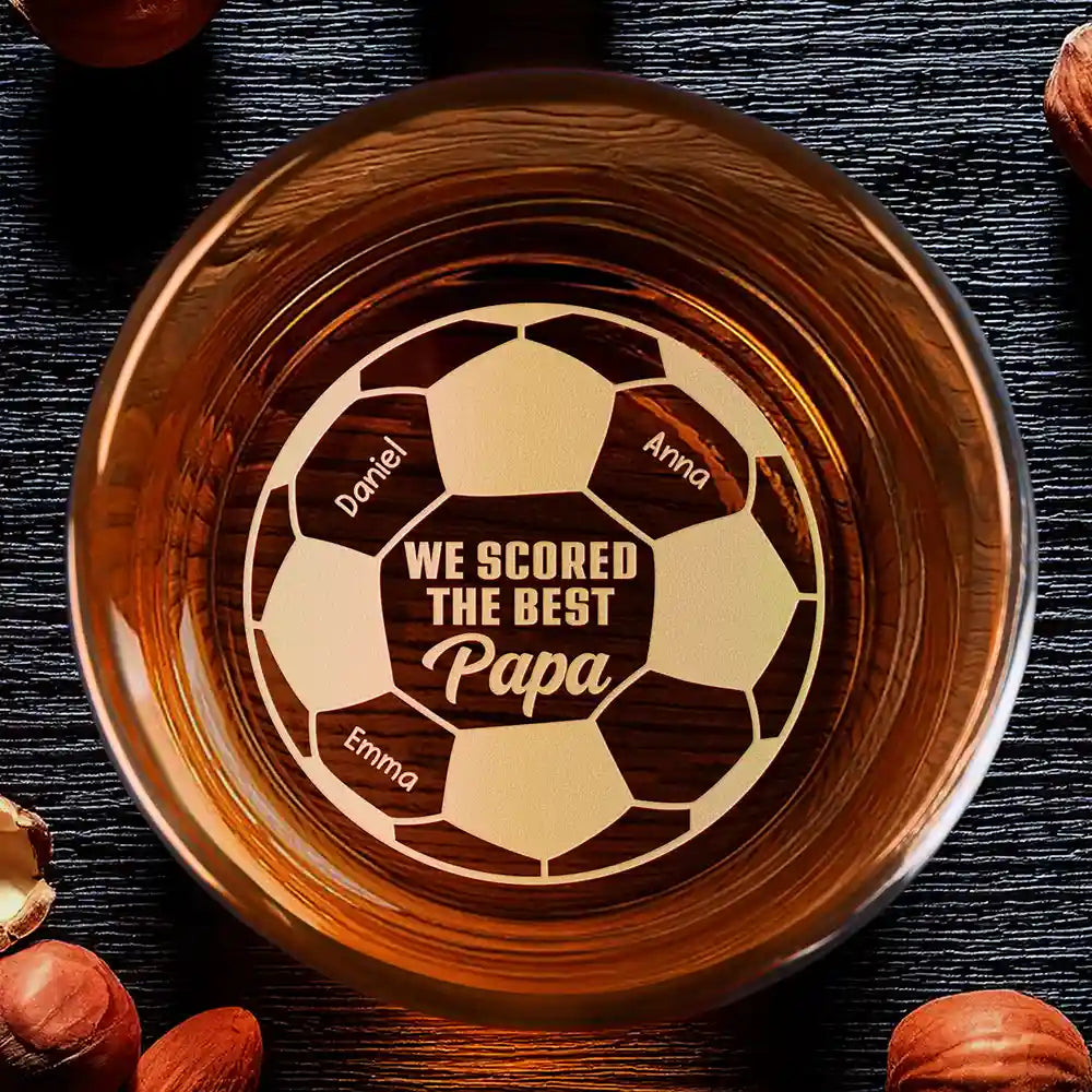 Personalized Soccer Dad Whiskey Glass personalization view for Dad