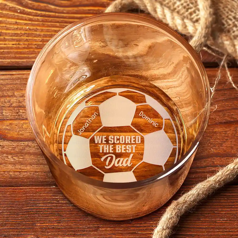 Mug material and size view - Personalized Soccer Dad Whiskey Glass