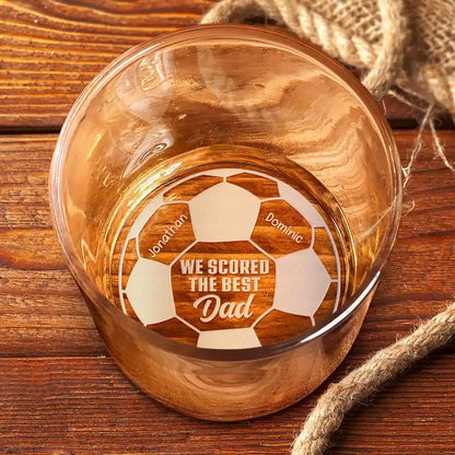 Mug material and size view - Personalized Soccer Dad Whiskey Glass