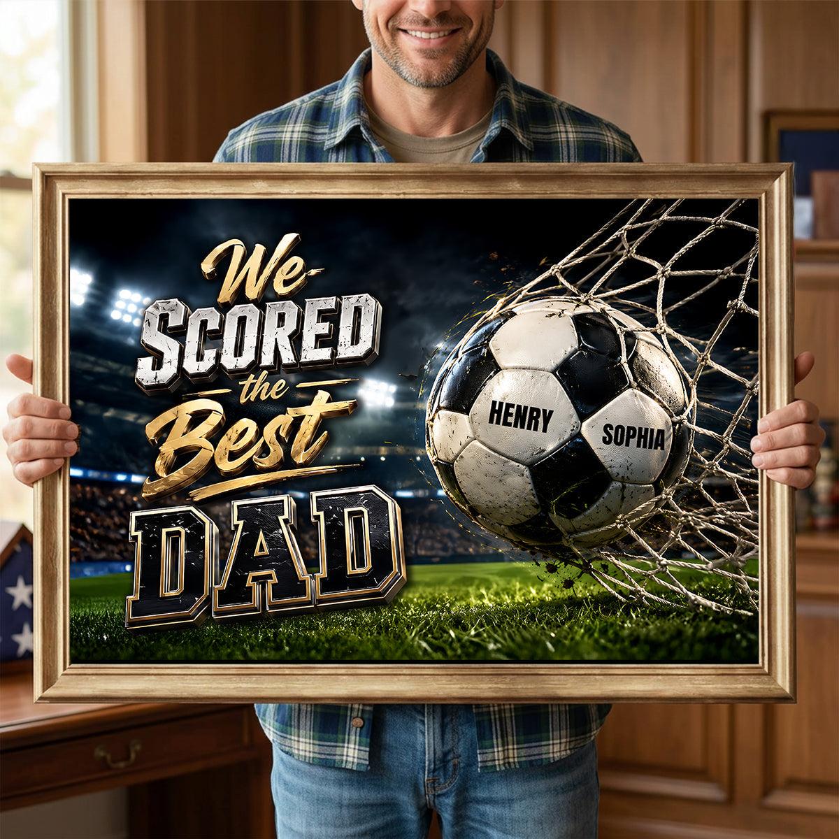 Custom Soccer Dad Canvas for Dad with personalized design details for meaningful gifting