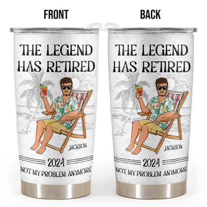 Humorous Personalized Retirement Tumbler Gift: The Legend Has Retired