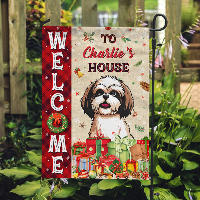 Welcome to the Dog House Christmas - Custom Photo Garden Flag for Dog Lovers