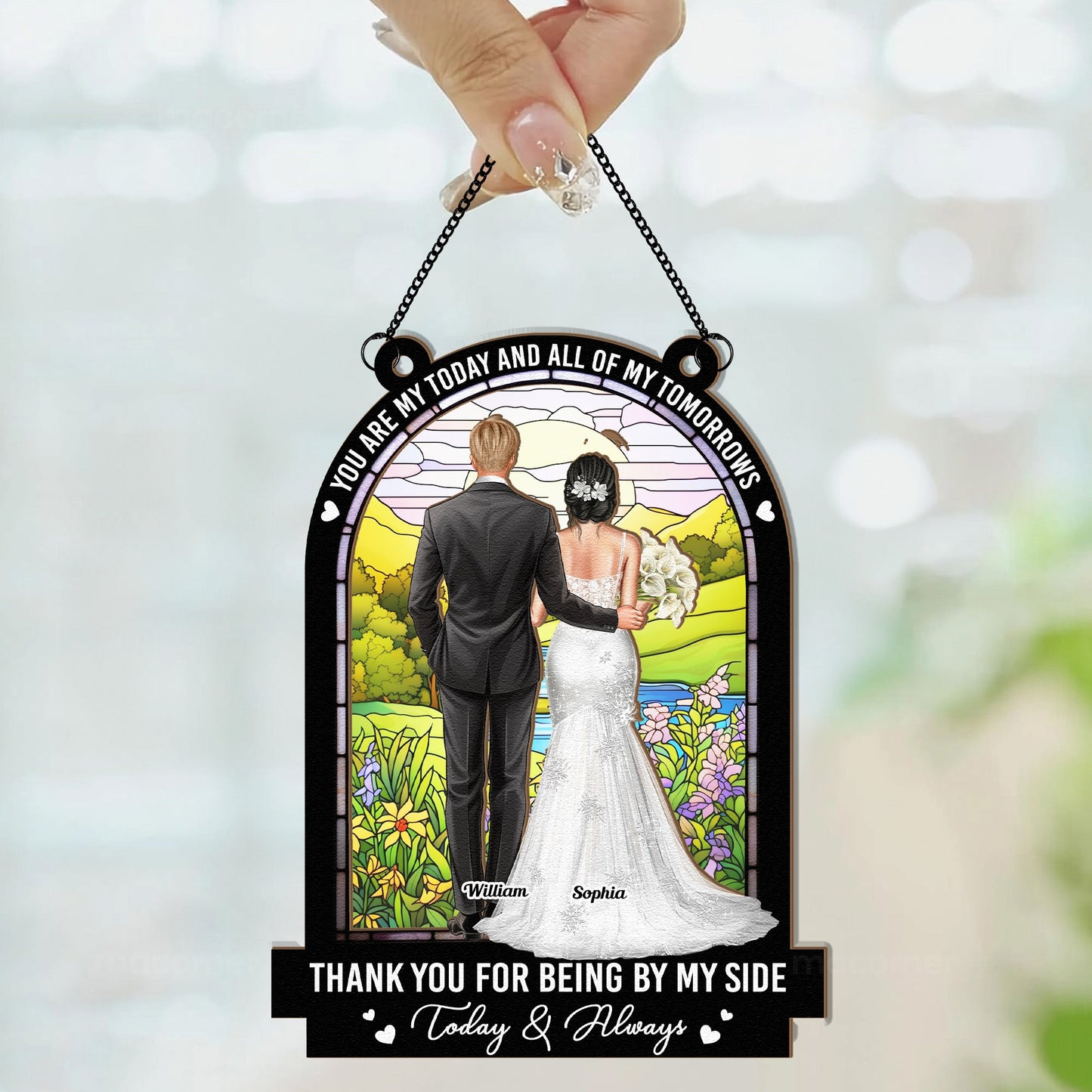 Wedding Gift All Of My Tomorrows - Personalized Window Hanging Suncatcher Ornament