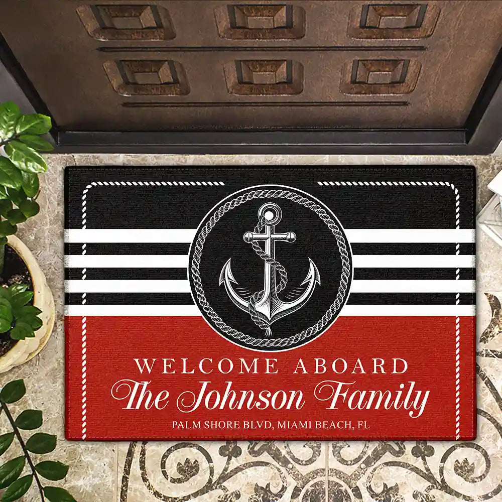 Personalized Beach House Doormat personalization view for Family