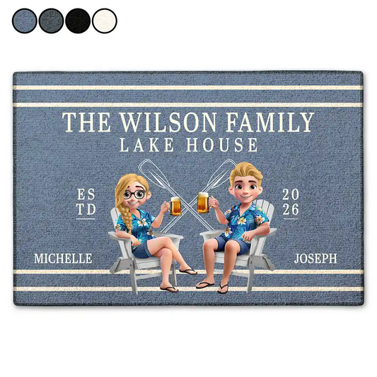 Happy,Gift For Couples,Gift For Husband,Gift For Wife,Gift For Boyfriend,Lake,Beach - Welcome To The Lake Beach House - Personalized Doormat