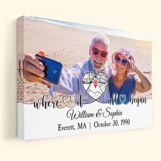 Heartfelt 'Where It All Began' Personalized Photo Canvas for Couples