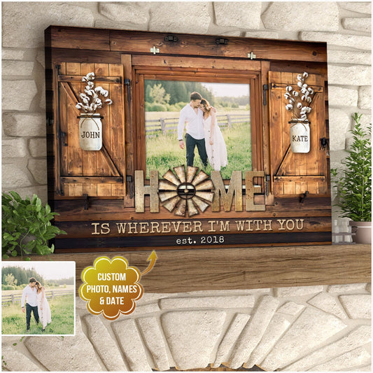 Home Is Wherever I’m With You - Personalized Photo Couple Gifts Canvas / Poster