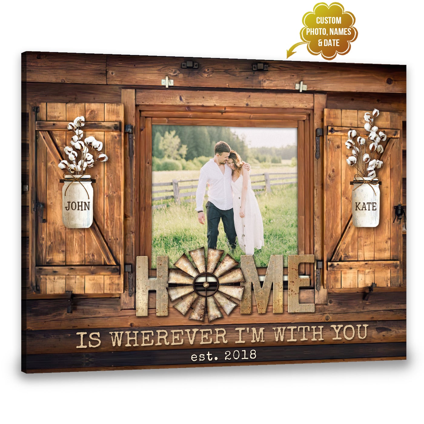 Home Is Wherever I’m With You - Personalized Photo Couple Gifts Canvas / Poster