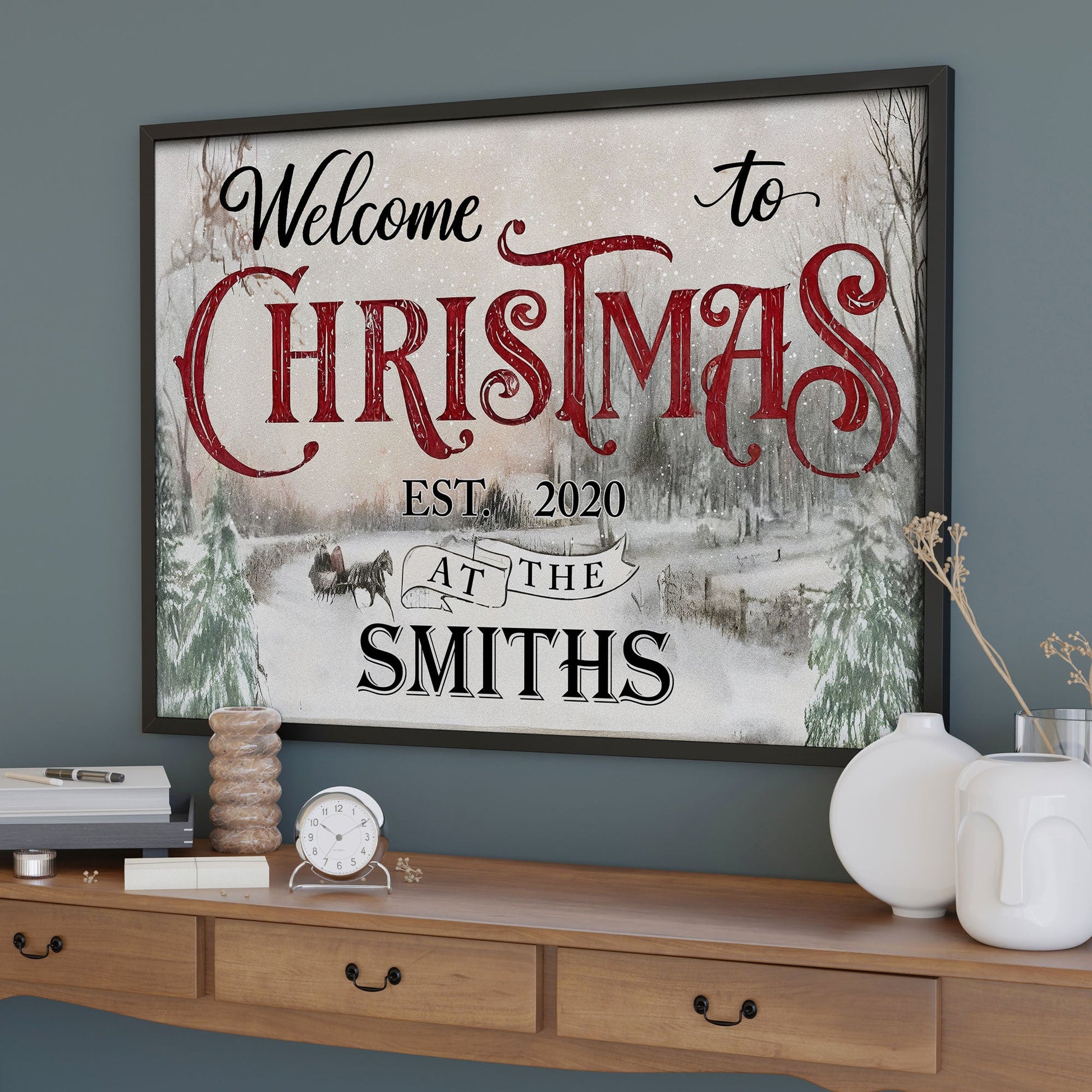 Welcome To Christmas, Winter Landscape And Script