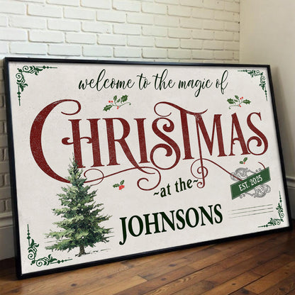 Customizable "Welcome to the Magic of Christmas" Canvas / Poster - Personalize Family's Name & Year