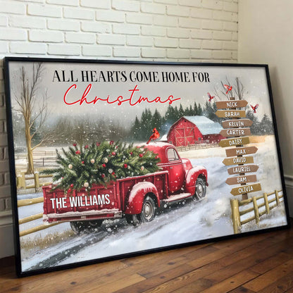 All Hearts Come Home For Christmas, Red Truck And Snow
