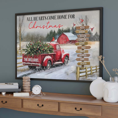 All Hearts Come Home For Christmas, Red Truck And Snow