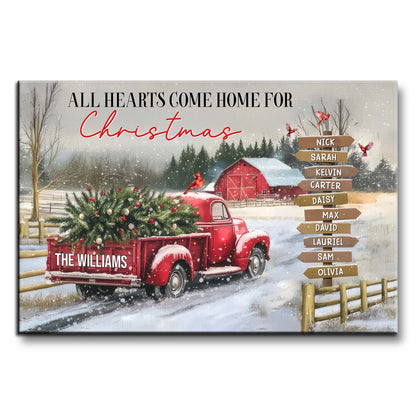 All Hearts Come Home For Christmas, Red Truck And Snow