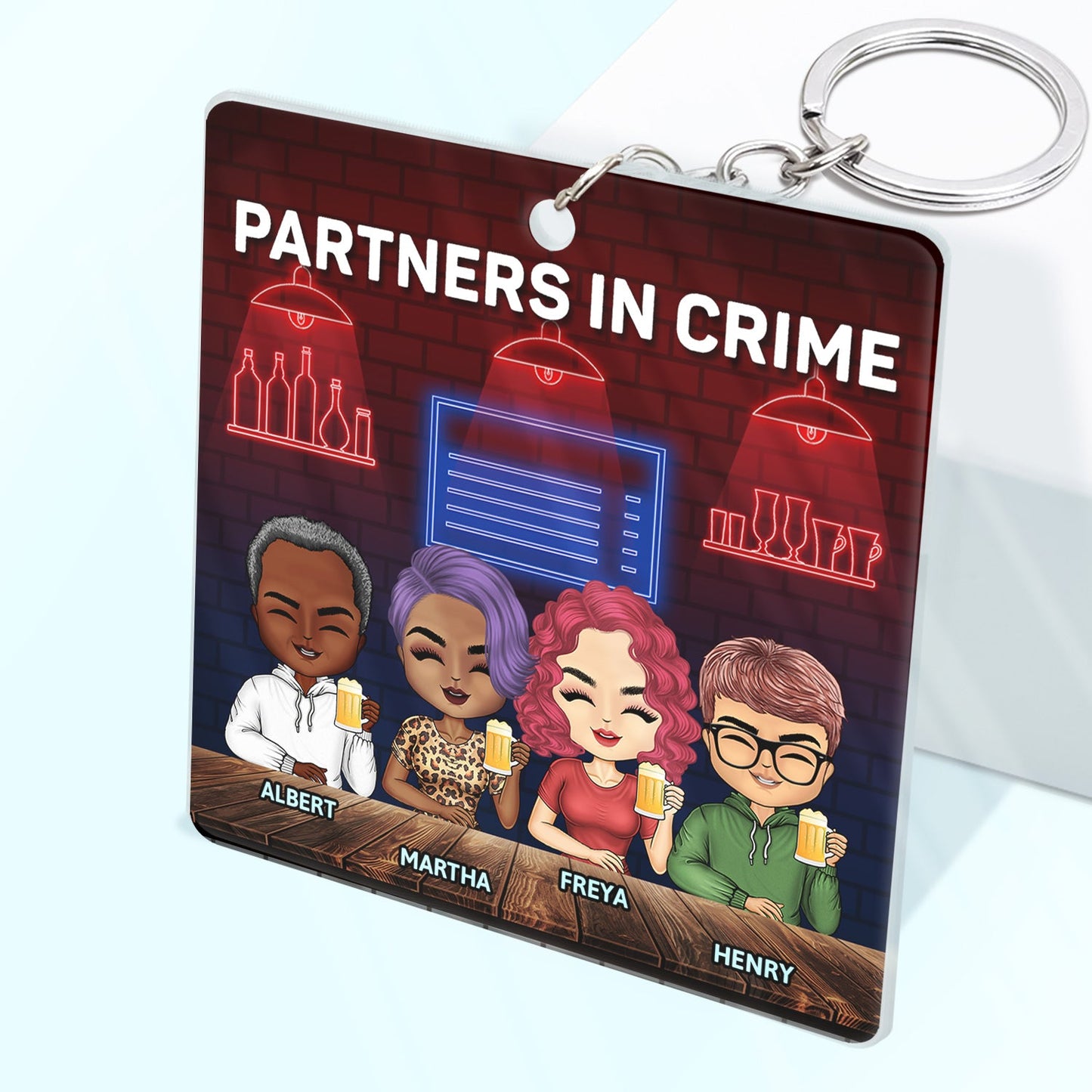 Partners In Crime Just Remember If We Get Caught Bar Best Friends - Bestie BFF Gift - Personalized Custom Acrylic Keychain