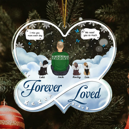 Forever Loved - Christmas Memorial Gift For Pet Lovers, Dog Mom, Dog Dad, Cat Mom, Cat Dad - Personalized Custom Shaped Acrylic Ornament