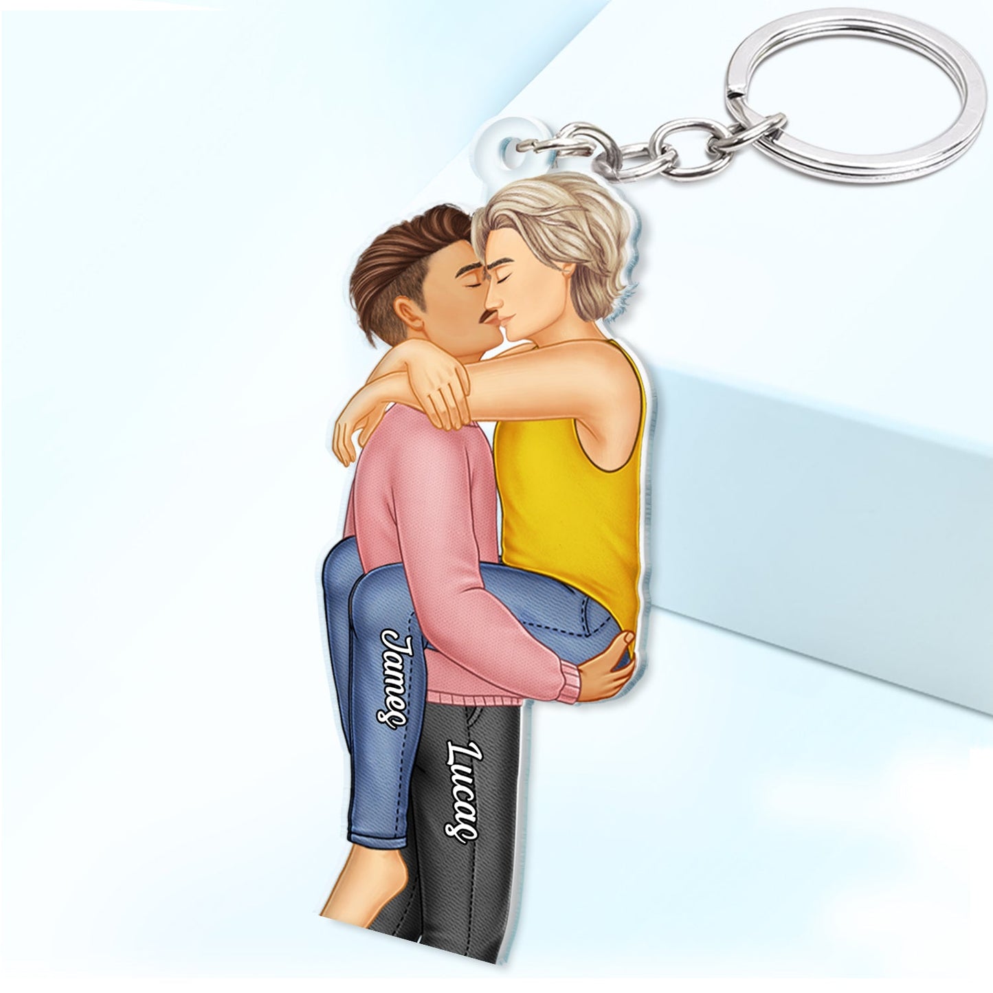 Couple Kissing - Anniversary Gift For Couples - Personalized Cutout Acrylic Keychain