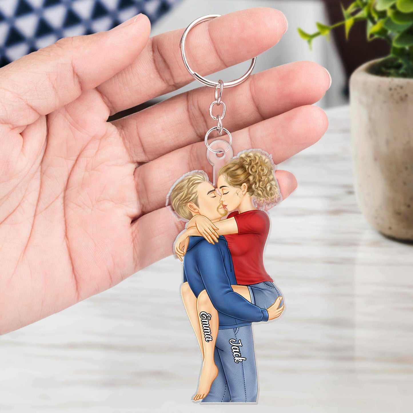 Couple Kissing - Anniversary Gift For Couples - Personalized Cutout Acrylic Keychain