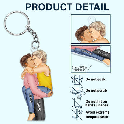 Couple Kissing - Anniversary Gift For Couples - Personalized Cutout Acrylic Keychain